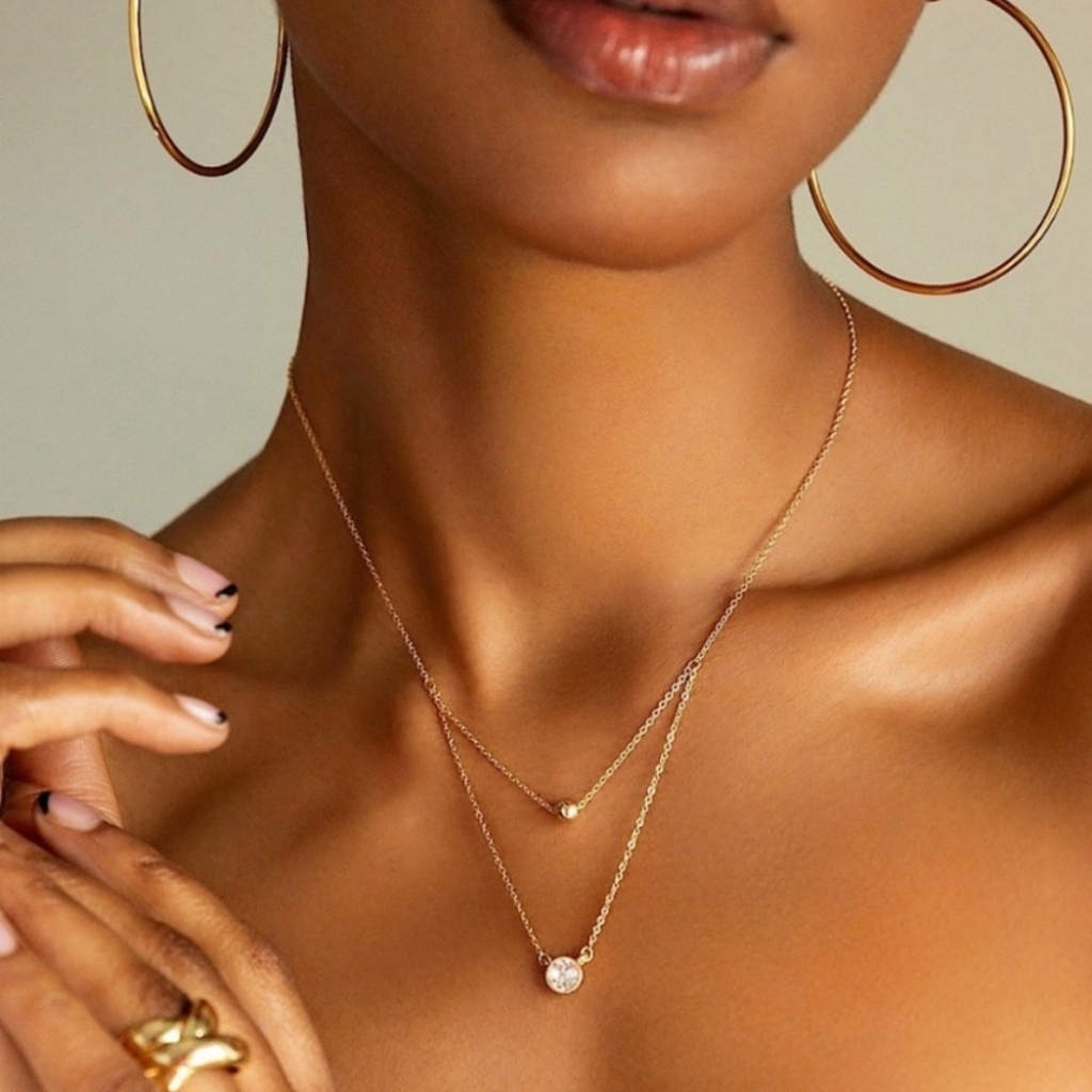 Marlyn Schiff Double Layered Necklace Gold Tone Nwt 20$
